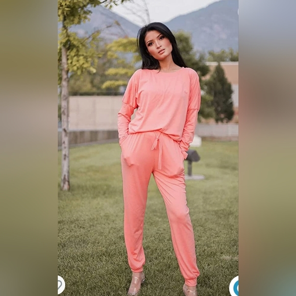 PrettyGarden Pants - PRETTY GARDEN Women's Two-Piece Tracksuit/M/Peach Color